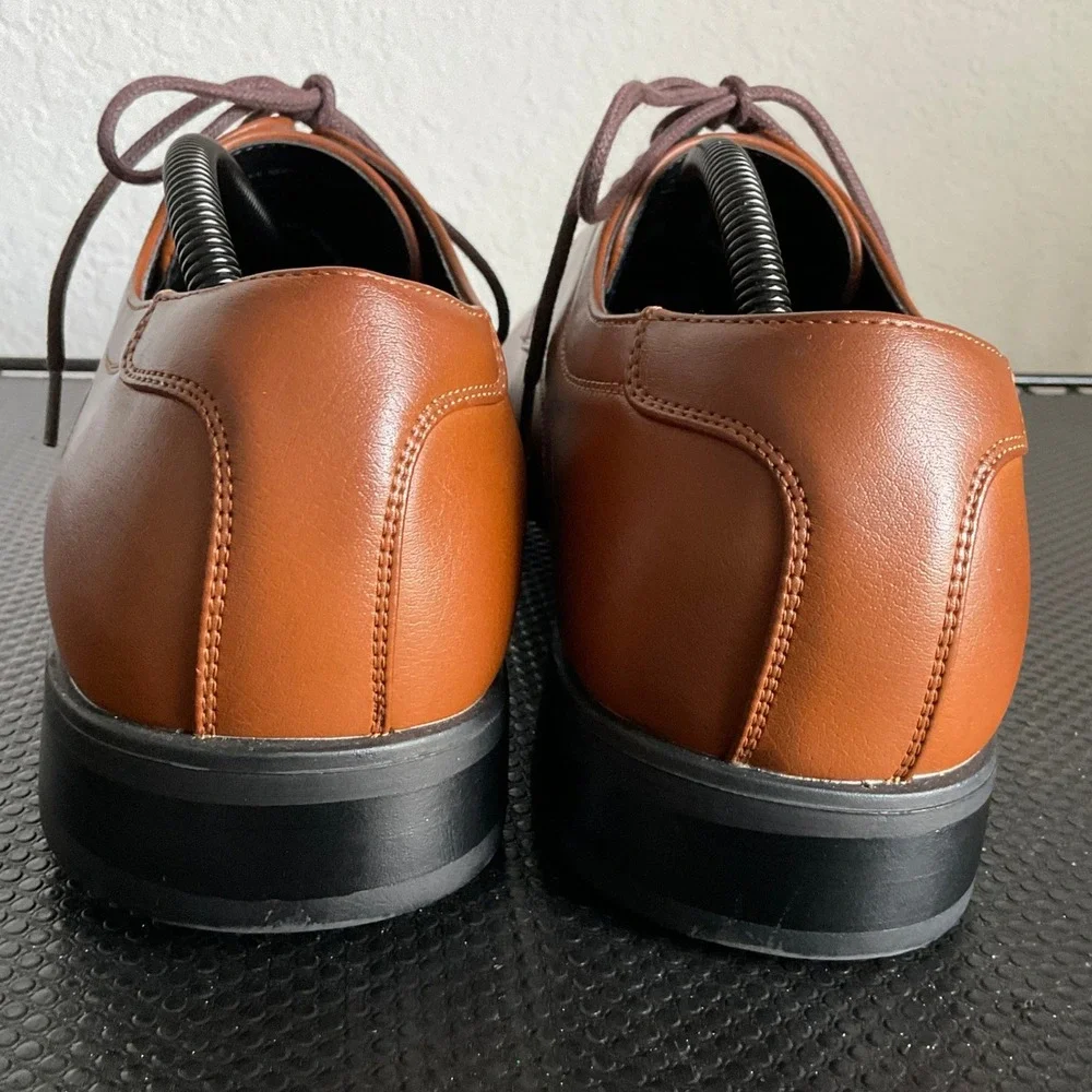 Alfani Seth Mens 11.5M Cognac Brown Bicycle Toe Oxford Dress Shoes 42101